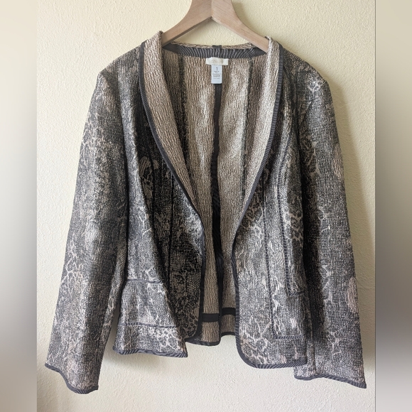 Chico's Jackets & Blazers - Chicos Brown And Gold Snake print Jacket Blazer